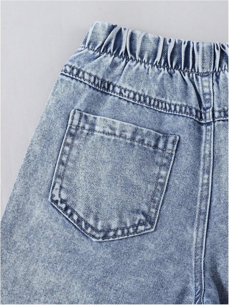 Verdusa Girl's Cute Bow Jeans Elastic High Waisted Straight Leg Casual Denim Pants with Pockets - Image 4
